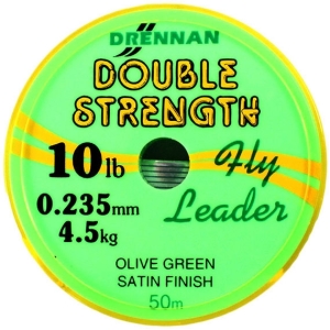 Drennan Double Strength Fly Leader 50m - Fishing Tippet Leader Materials - Fishing Gut
