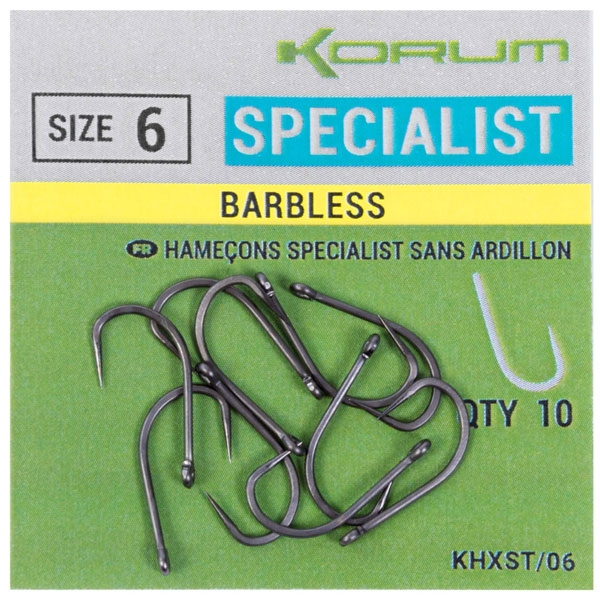 Korum Xpert Specialist Barbed Barbless Hooks - Coarse Specimen Fishing