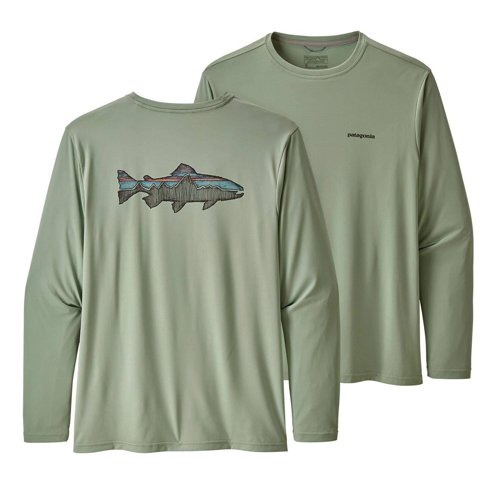Patagonia Mens Long-Sleeved Capilene Cool Daily Fish Graphic Shirt - Fishing  Top Clothing