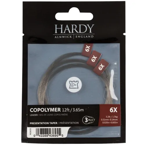 3 Pack Hardy 12ft Copolymer Presentation Tapered Trout Fly Fishing Leader Line 