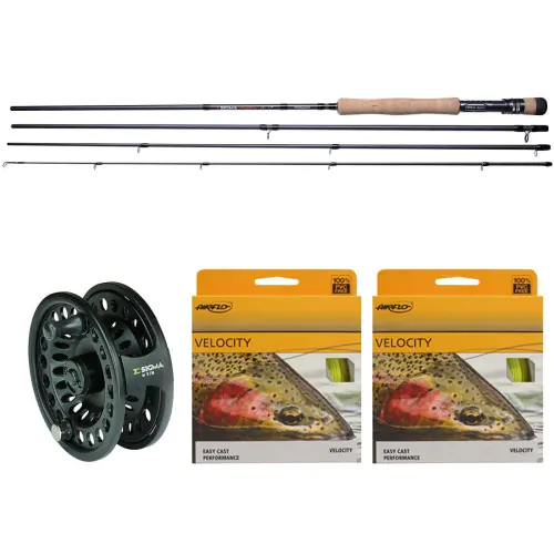 Reel Line & Backing Full Trout Kit Fly Rod Shakespeare Omni Fly Fishing Combo 