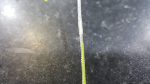 fly line threaded down to braided double wall