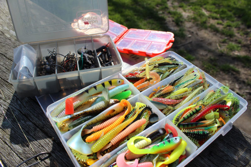 soft plastic lures in lure box