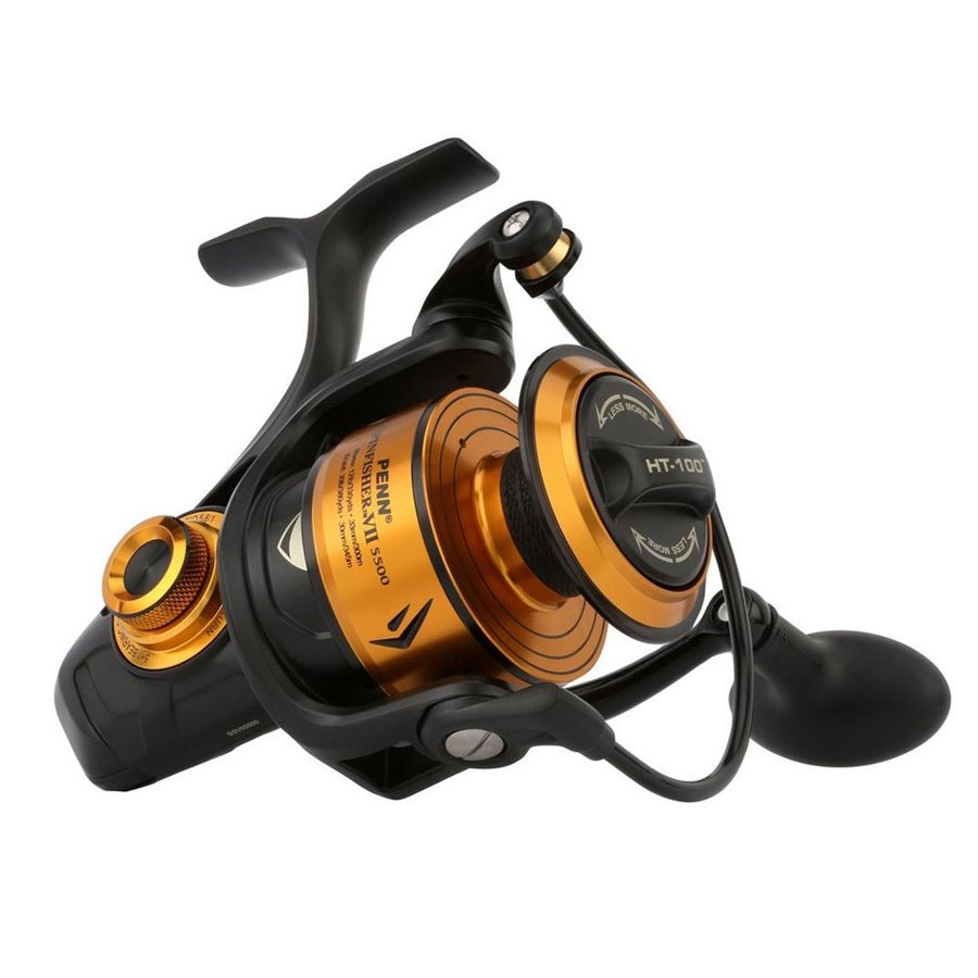  Pursuit III Nearshore Spinning Fishing Reel, Size 5000,  Corrosion-Resistant Graphite Body And Line Capacity Rings, Machined  Aluminum Superline Spool, HT-100 Drag System,Black/Silver